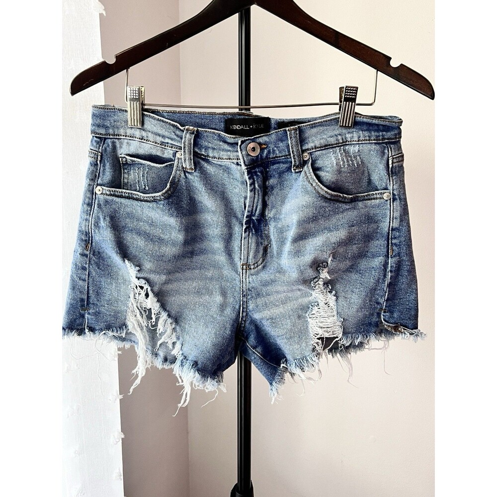 Women’s Kendall & Kylie Distressed Denim Jean Shorts Size 11/30 The Icon Short